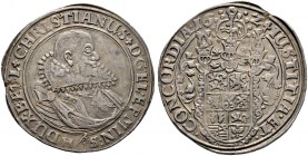 Braunschweig-Lüneburg-Celle. Christian von Minden 1611-1633 
Taler 1624 -Clausthal-. Hüftbild nach rechts / Dreifach behelmtes Wappen. Welter 922, Da...