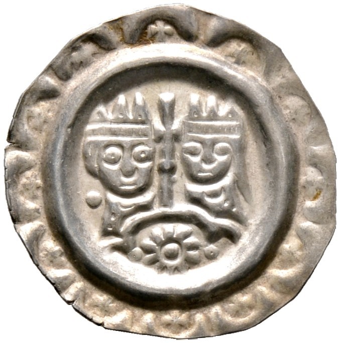 Donauwörth, königliche Münzstätte. Heinrich VI. 1190-1197 
Brakteat. Die Brustb...