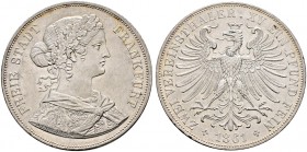 Frankfurt, Stadt. 
Doppelter Vereinstaler 1861. AKS 4, J. 43, Thun 145, Kahnt 183.
minimale Kratzer, vorzüglich
