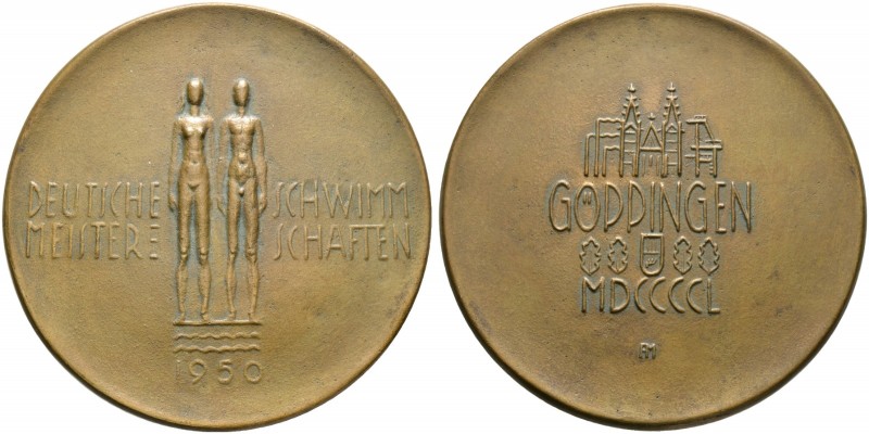 Göppingen, Stadt. 
Bronzegussmedaille 1950 mit Signatur AM (oder FM?). Prämie d...