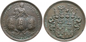 Hatzfeld, Grafschaft. Anna Elisabeth von Hatzfeld-Gleichen 1708-1713, Witwe Sebastians II., Vormünderin für ihre drei Söhne. 
Bronzemedaille 1712 von...