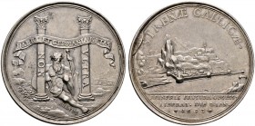 Hessen-Kassel. Karl 1670-1730 
Silbermedaille 1693 von P.H. Müller, auf den Entsatz der Festung Rheinfels und St. Goars von den Franzosen. Ansicht de...