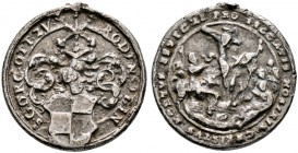 Hessen-Rodenstein, Herrschaft (im vorderen Odenwald). Georg von Rodenstein †1583 
Silbermedaille o.J. (um 1570/83) unsigniert. Das Rodensteiner Wappe...