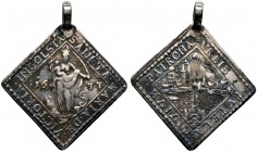 Ingolstadt, Stadt. 
Klippenförmige Silbermedaille 1633 von G.T. Paur, auf die erfolglose Belagerung der Stadt durch die Schweden im Jahre 1632. Die h...