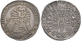 Magdeburg, Erzbistum. August von Sachsen-Weißenfels 1638-1680 
Taler 1669 -Halle-. Brustbild fast von vorn im Harnisch mit Perücke, Halstuch und umge...