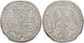 Nürnberg, Stadt. 
Taler 1638 (im Stempel aus 1637 geändert). Drei verzierte Stadtwappen, unten die Jahreszahl in Kartusche / Gekrönter, rechtsblicken...