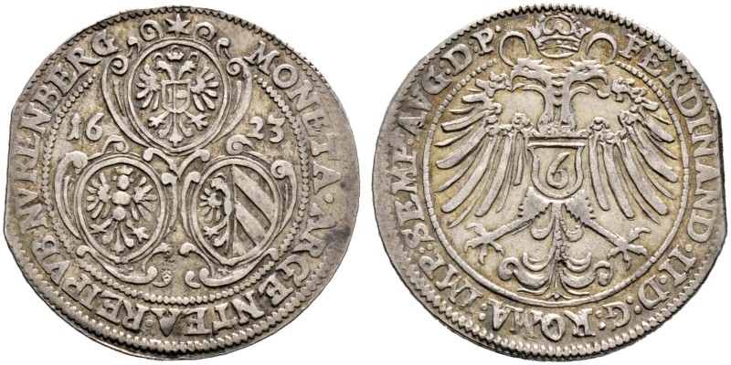 Nürnberg, Stadt. 
1/6 Taler 1623. Ein zweites Exemplar. Ke. 295, Slg. Erl. 459....