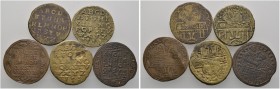 Nürnberg, Stadt. RECHENPFENNIGE 
Lot (5 Stücke): Rechenpfennige aus Kupfer und Messing o.J. sowie 1553 von verschiedenen Rechen­meistern. Jeweils Rec...