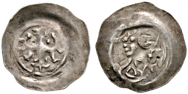 Offenburg, königliche Münzstätte. Friedrich II. 1215-1250 
Pfennig. Einköpfiger...