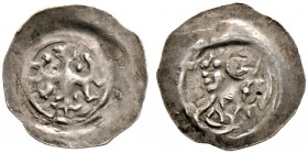 Offenburg, königliche Münzstätte. Friedrich II. 1215-1250 
Pfennig. Einköpfiger Adler nach links blickend, rechts über dem Adlerflügel ein Punkt / Br...