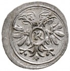 Ravensburg, Stadt. 
Einseitiger 1/4 Kreuzer (= Pfennig) o.J. (ab 1693). Nimbierter Doppeladler mit Brustschild, darin ein "R". Nau 28, Lanz 65 Abb. 8...