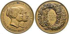 Reuss- jüngere Linie zu Köstritz. Heinrich LXIII. *1786, †1841 
Goldbronzemedaille 1849 von Wilck, auf die Vermählung seiner Tochter Auguste (1822-18...