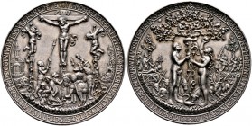 Sachsen-Kurfürstentum. Johann Friedrich der Großmütige 1532-1547 
Silbermedaille 1536 von Hans Reinhart dem Älteren, auf den Sündenfall und die Kreuz...