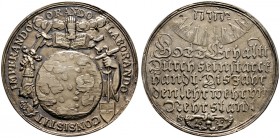 Sachsen-Albertinische Linie. Johann Georg I. 1615-1656 
Silbermedaille 1629 von R.N. Kitzkatz, auf das neue Jahr. Erdkugel, daraus wachsen zu den Sei...