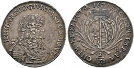 Sachsen-Albertinische Linie. Johann Georg II. 1656-1680 
Gulden zu 2/3 Taler 1675 -Dresden-. Clauss/Kahnt 405, Slg. Mers. 1184, Kohl 226, Dav. 805.
...