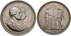 Sachsen-Albertinische Linie. Friedrich August I. 1806-1827 
Große Silbermedaille 1819 von K.W. Höckner. Präsent der sächsischen Landstände auf sein 5...