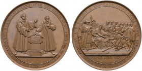 Sachsen-Albertinische Linie. Anton 1827-1836 
Bronzemedaille 1830 von Chr. Pfeuffer, auf das Konfessionsjubiläum. Wie vorher. Glatter Rand. Slg. Mers...