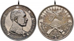 Sachsen-Albertinische Linie. Friedrich August III. 1904-1918 
Tragbare Silbermedaille 1905 von P. Sturm, auf das 22. Mitteldeutsche Bundesschießen zu...