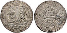 Sachsen-Alt-Gotha (Coburg-Eisenach). Johann Casimir und Johann Ernst 1572-1633 
Taler 1592 -Saalfeld-. KOR 39.3, Slg. Mers. 2956, Schnee 174, Dav. 97...