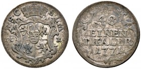Sachsen-Coburg-Saalfeld. Ernst Friedrich 1764-1800 
1/48 Taler (Sechser) 1771 -Saalfeld-. Variante mit dem Münzzeichen IC-K seitlich (!) des Wappens ...