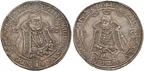Sachsen-Alt-Weimar. Friedrich Wilhelm und Johann 1573-1602 
Taler 1585 -Saalfeld-. Koppe 33b, Slg. Mers. 3742, Schnee 238, Dav. 9770.
feine Patina, ...