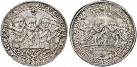 Sachsen-Mittel-Weimar. Johann Ernst und seine sieben Brüder 1605-1619 
Taler 1613 -Saalfeld-. Koppe 198, Slg. Mers. -, Schnee 346, Dav. 7527.
feine ...