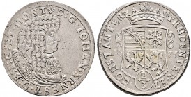 Sachsen-Neu-Weimar. Johann Ernst 1662-1683 
Gulden zu 2/3 Taler 1677 -Weimar-. Koppe 394, Slg. Mers. 3918ff, Dav. 892.
fast vorzüglich