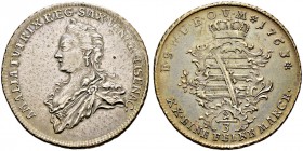 Sachsen-Weimar-Eisenach. Anna Amalia 1758-1775 
1/2 Konventionstaler (= 2/3 Taler nach Leipziger Fuß) 1763 -Eisenach-. Dra­piertes Brustbild nach lin...