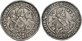 Sachsen-Altenburg. Johann Philipp und seine drei Brüder 1603-1625 
Taler 1623 -Saalfeld-. Kernb. 6.2, Slg. Mers. 4169, Schnee 278, Dav. 7371.
feine ...