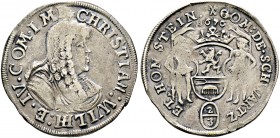 Schwarzburg-Sondershausen. Christian Wilhelm I. 1666-1721 
Gulden zu 2/3 Taler 1676 -Keula oder Arnstadt-. Revers ohne H-M, mit Münzzeichen "Gekreuzt...