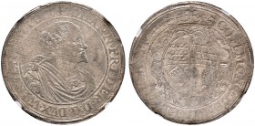 Württemberg. Johann Friedrich 1608-1628 
Taler 1624 -Stuttgart-. Brustbild Typ 3 im römischen Harnisch mit Löwen­kopfschulter nach rechts / Gekrönter...