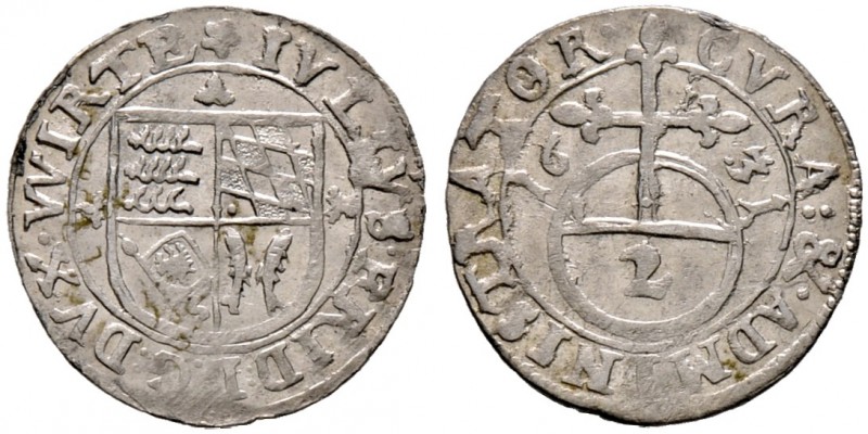 Württemberg. Julius Friedrich 1631-1633 
2 Kreuzer 1631. KR 538.2, Ebner -.
vo...