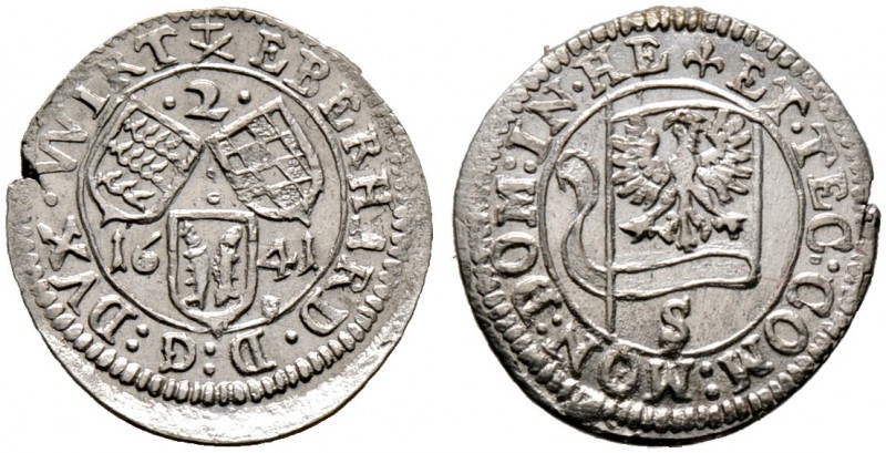 Württemberg. Eberhard III. 1633-1674 
2 Kreuzer 1641. KR 584.1, Ebner -.
minim...
