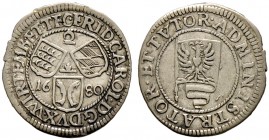 Württemberg. Friedrich Karl 1677-1693 
2 Kreuzer 1680. KR 621.1, Ebner -.
leicht zaponiert, sehr schön-vorzüglich