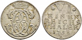 Württemberg. Karl Eugen 1744-1793 
1/6 Reichstaler 1758. Mit Monogramm. KR 352, Ebner 109.
feine Tönung, vorzüglich

Prägung für Auslandszahlungen...