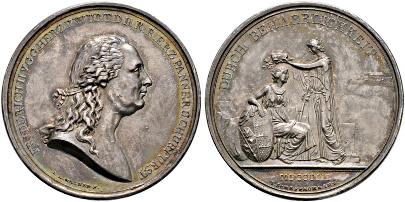Württemberg. Friedrich II./I. 1797-1806-1816 
Silbermedaille 1803 von J.L. Wagn...