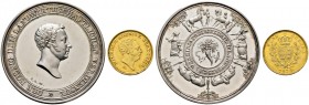 Württemberg. Wilhelm I. 1816-1864 
2-tlg. Prämienset, bestehend aus: silberne Prämienmedaille o.J. (verliehen 1826-36) von J.L. Wagner, des Landwirts...
