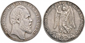 Württemberg. Karl 1864-1891 
Siegestaler (gefertigt als Steckmedaille) 1871. Die Rückseite (incl. Rand) ist ausgehöhlt und innen mit einer Aussparung...