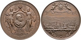 Württemberg. Karl 1864-1891 
Bronzemedaille 1889 von C. Weigle und A. Scharff, der Stadt Stuttgart zum 25-jährigen Regierungs­jubiläum. Fortuna und M...