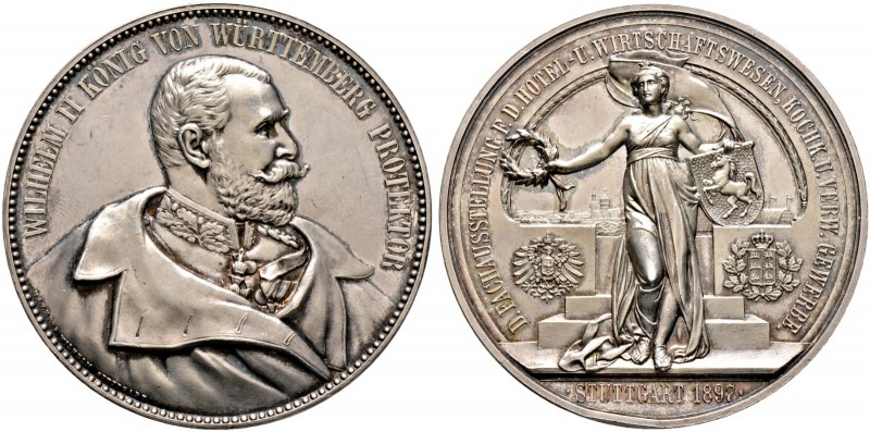 Württemberg. Wilhelm II. 1891-1918 
Silbermedaille 1897 von Mayer und Wilhelm, ...