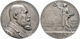 Württemberg. Wilhelm II. 1891-1918 
Versilberte, bronzene Prämienmedaille (2. Preis) 1910 von Mayer und Wilhelm, der Fachausstellung des Verbandes De...