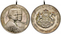 Württemberg. Wilhelm II. 1891-1918 
Tragbare Silbermedaille 1898 unsigniert, auf das Festschiessen zur Feier der Verlobung seiner Tochter Pauline mit...