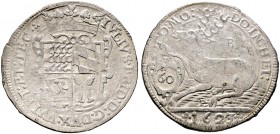 Württemberg-Weiltingen. Julius Friedrich 1617-1635 
Kipper-Hirschgulden 1623 -Brenz-. Raff 5, Ebner 10. -Walzenprägung-
kleiner Kratzer auf dem Reve...