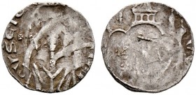 Würzburg-Bistum. Reginhard von Abenberg 1171-1186 
Pfennig (kleiner Denar) nach 1178. [REGEHARD]VSEPCO. Von vorn thronender Bischof mit Krummstab und...