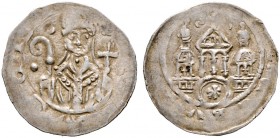 Würzburg-Bistum. Gottfried von Spitzenstein-Helfenstein 1186-1190 
Pfennig vor März 1187. Wie vorher, jedoch von leicht abweichenden Stempeln und auf...