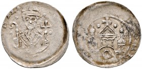 Würzburg-Bistum. Gottfried von Spitzenstein-Helfenstein 1186-1190 
Pfennig vor März 1187. Wie vorher, jedoch von leicht abweichenden Stempeln und auf...