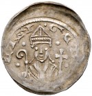 Würzburg-Bistum. Gottfried von Spitzenstein-Helfenstein 1186-1190 
(Einseitiger) Pfennig vor März 1187(?). GED. .EISI. Mitriertes Brustbild in Kasel ...