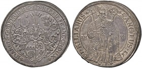 Würzburg-Bistum. Johann Gottfried II. von Guttenberg 1684-1698 
Taler 1693. St. Kilian von vorn stehend mit Schwert und Krummstab / Dreifach behelmte...