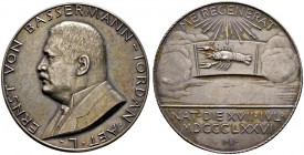 Medailleure. Bernhart, Josef (1883-1967) 
Silbergussmedaille 1927. Auf den Geheimen Rat Ernst von Bassermann-Jordan. Dessen Büste im Alter von 50 Jah...