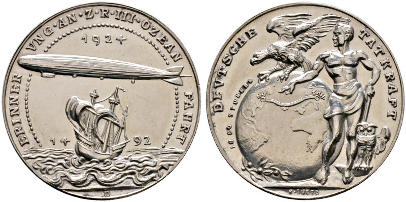 Medailleure. Goetz, Karl (1875-1950) 
Silbermedaille 1924. Auf die Ozeanfahrt n...